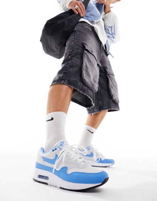 Nike - Air Max 1 - Sneakers in wit en blauw