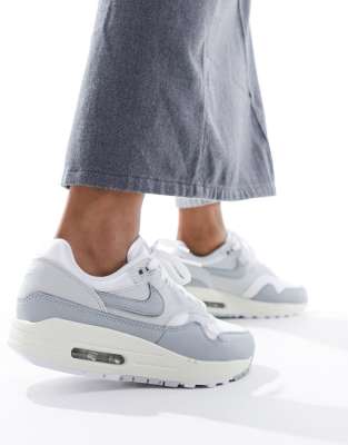 Nike Air Max 1 trainers in white and grey