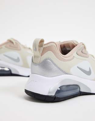 nike air max 200 sneakers in beige and silver