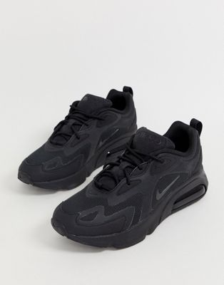 nike air max 200 sneakers in triple black