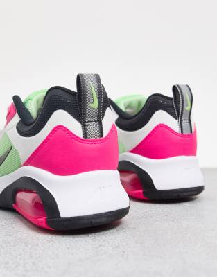 nike air max 200 sneakers in white green and pink