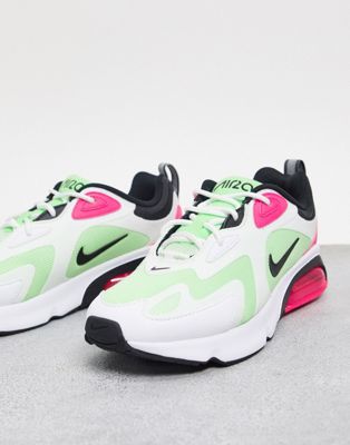 nike air max 200 sneakers in white green and pink
