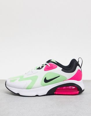white pink and lime green air max