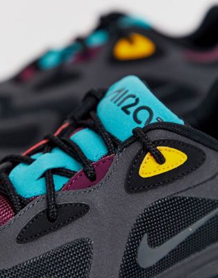 nike air max 200 trainers in black and teal