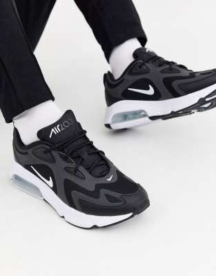 nike air max 200 trainers in black and white