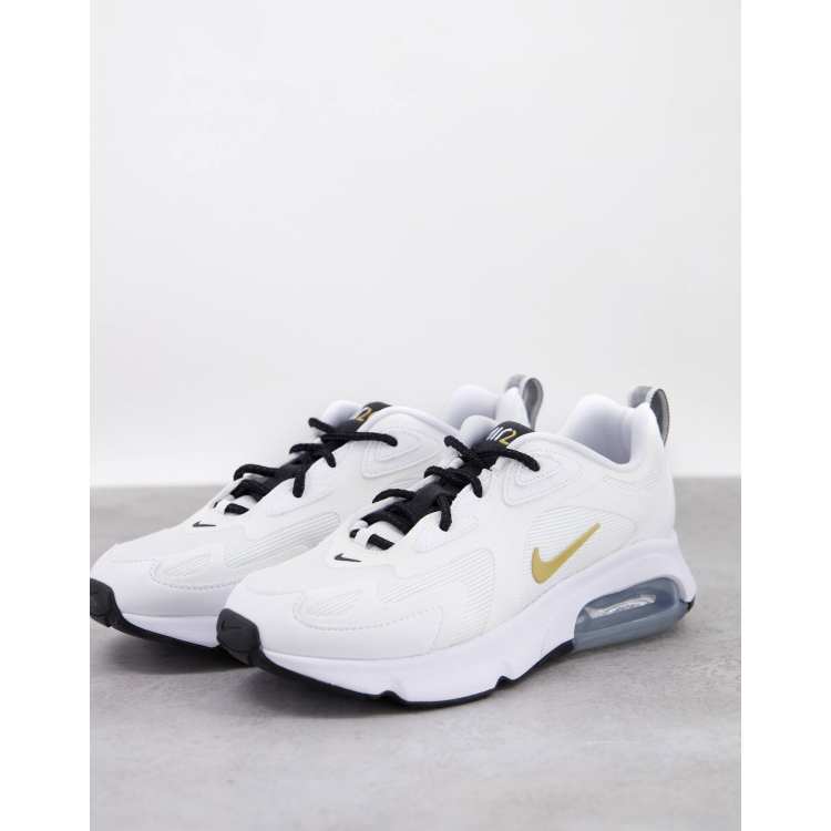 Nike air max 200 women's white and clearance gold