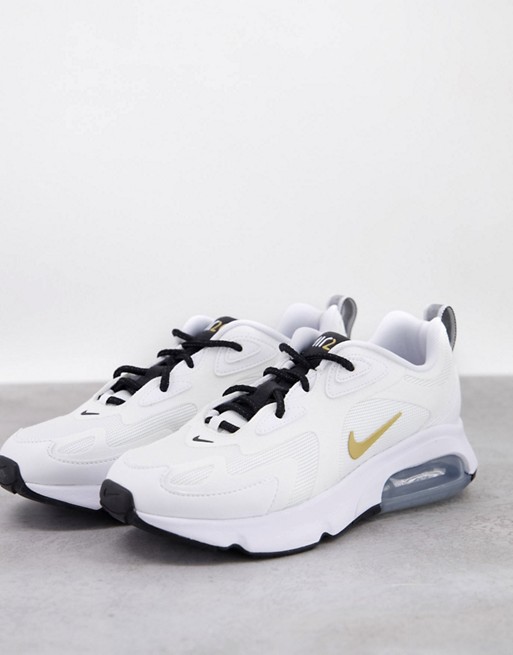 Nike Air Max 200 trainers in white and gold
