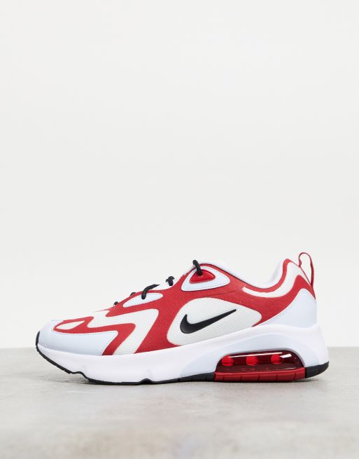 Nike Air Max 200 trainers in white black and red