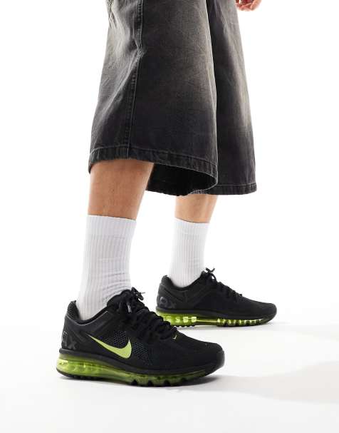 Nike Air Max 2013 trainers in black and volt - view 1