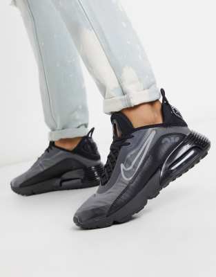 nike air max 2090 trainers in black and silver