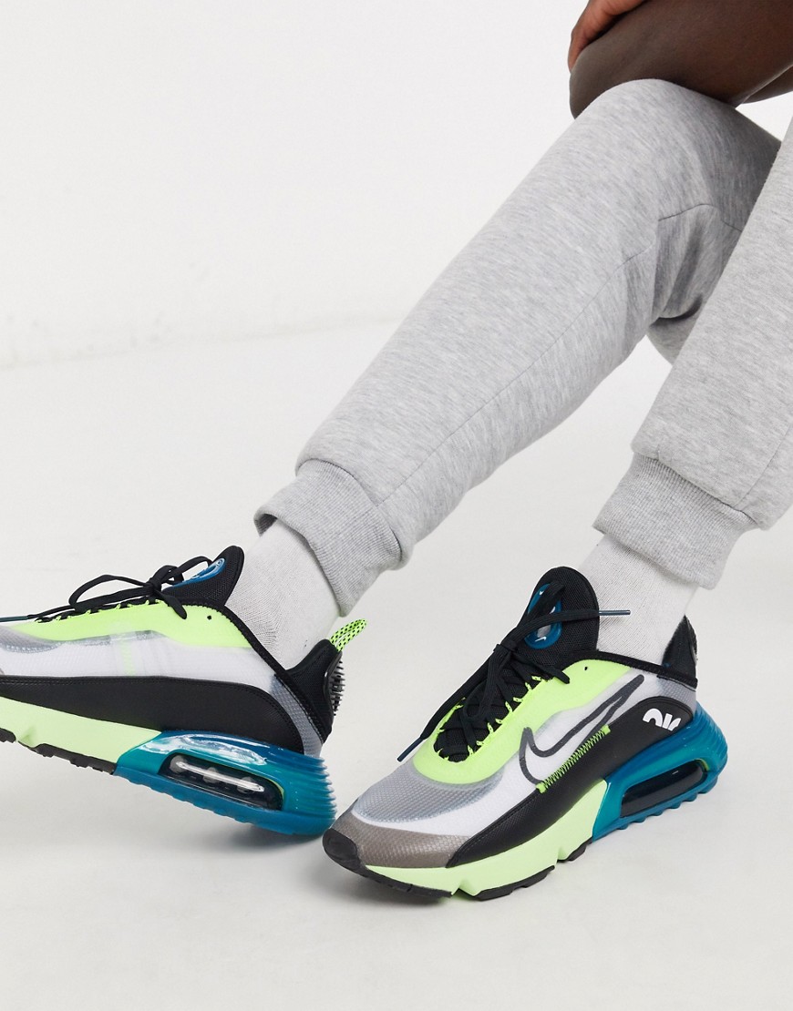 Nike Air Max 2090 trainers in white/black/volt