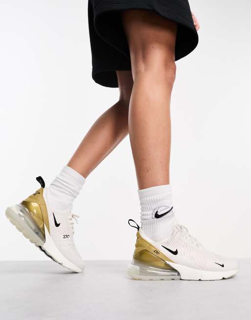 Nike Air Max 270 Baskets femme Blanc et dore ASOS