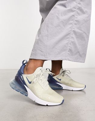 Nike Air Max 270 trainers in light grey and navy - ASOS Price Checker
