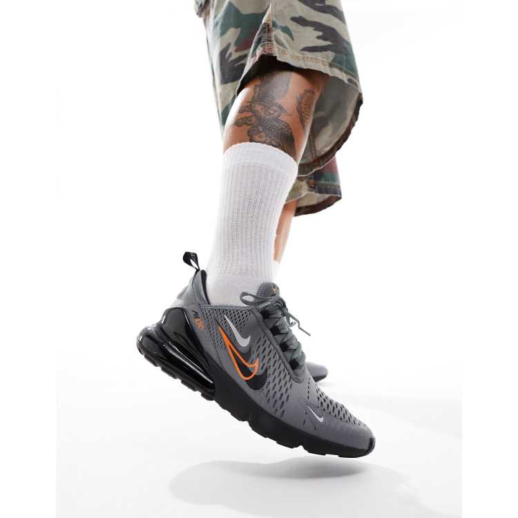 Nike Air Max 270 Herren Sneaker in Grau und Orange mit Swoosh Logos ASOS