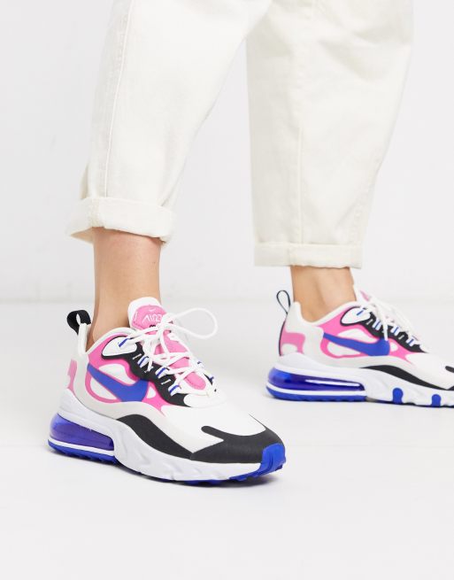 Nike Air Max 270 React Baskets Blanc rose et noir