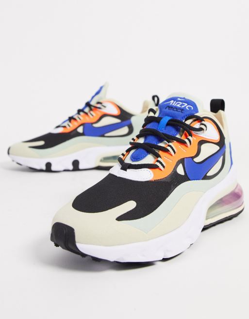 Nike Air Max 270 React Blasort Og Orange Sneakers Asos