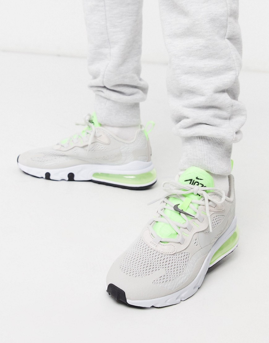Nike Air Max 270 React Grey And Neon Trainers
