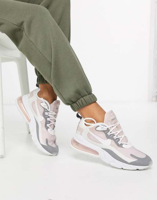 Nike Air Max 270 React Rosa Och Gra Traningsskor Asos
