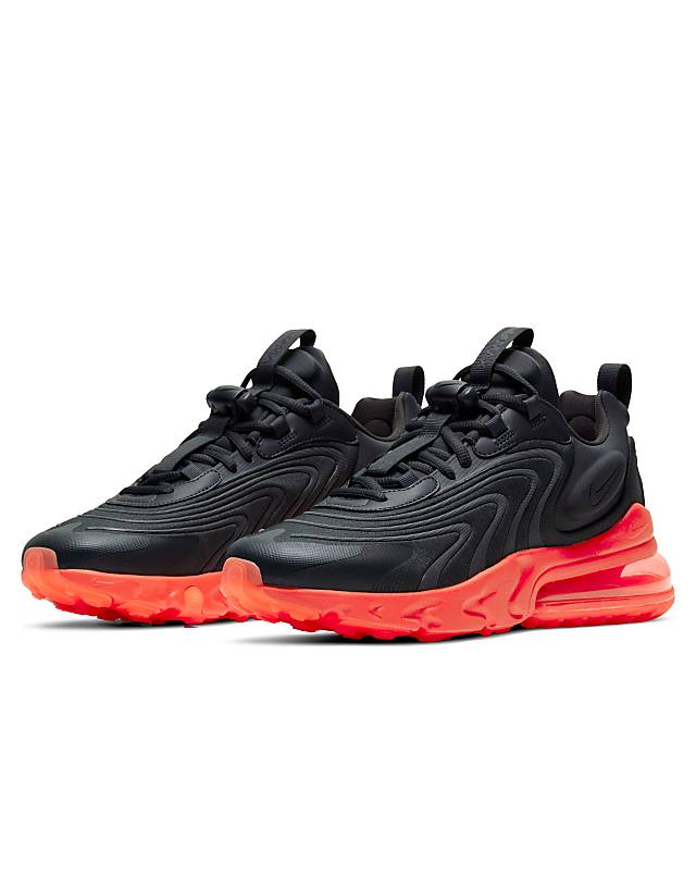 Nike Air Max 270 React sneakers in dark smoke gray/bright crimson | ASOS