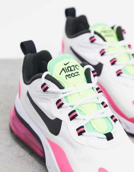 Nike Air Max 270 React Sneakers In White And Pink Asos