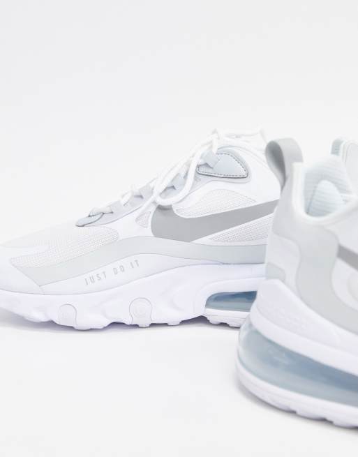 Nike Air Max 270 React Sneakers In White Silver Asos