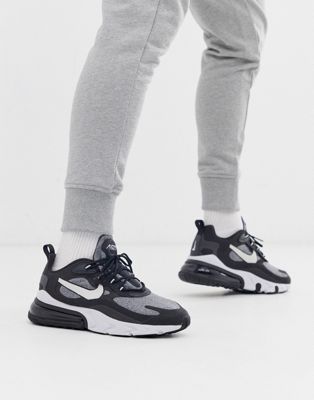 nike air max 270 react trainers in black and grey