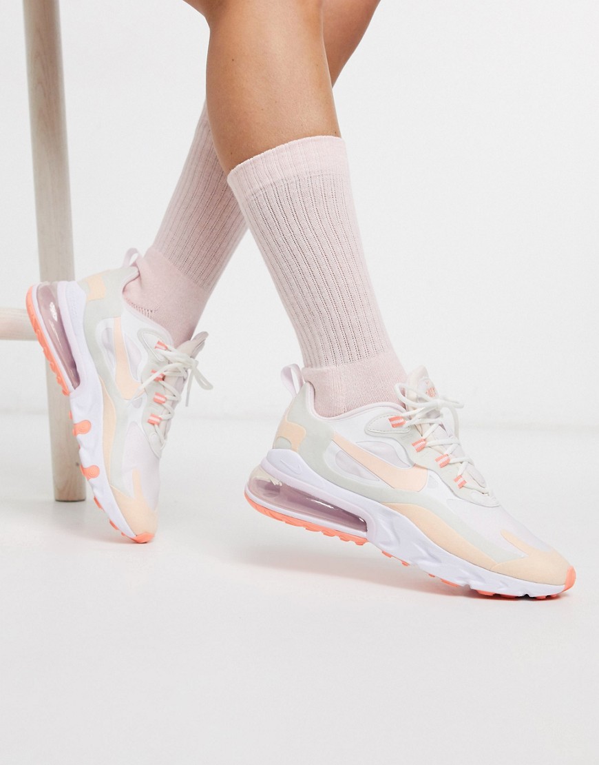 NIKE AIR MAX 270 REACT TRAINERS IN PASTEL MULTI-WHITE,CJ0619-103