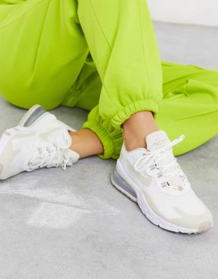 Nike Air Max 270 React Trainers In White And Beige