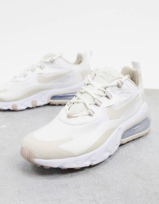 Nike Air Max 270 React trainers in white and beige