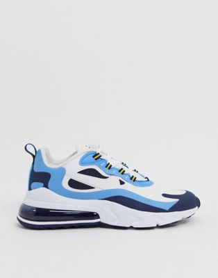 Nike Air Max 270 react trainers in white & midnight navy-Blue