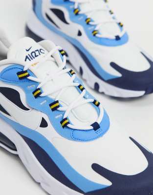 nike air max 270 react trainers in white & midnight navy