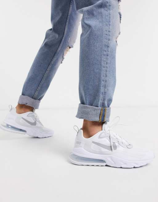 Nike Air Max 270 React Trainers In White Silver Asos