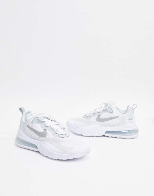 Nike Air Max 270 React Trainers In White Silver Asos