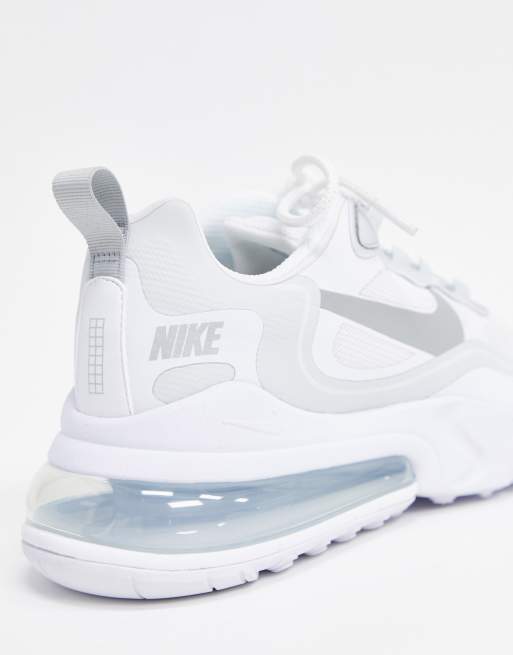 Nike Air Max 270 React Trainers In White Silver Asos
