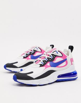 nike air max 270 react white pink and black trainers