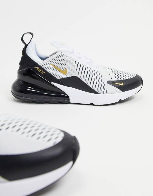 Air max 270 2025 men's shoes white/metallic gold/black