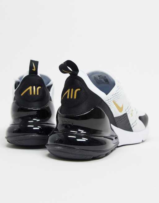 Nike Air Max 270 Sneakers In Black White And Gold Asos