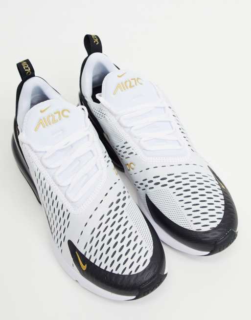 Nike air max 270 white black and gold sale