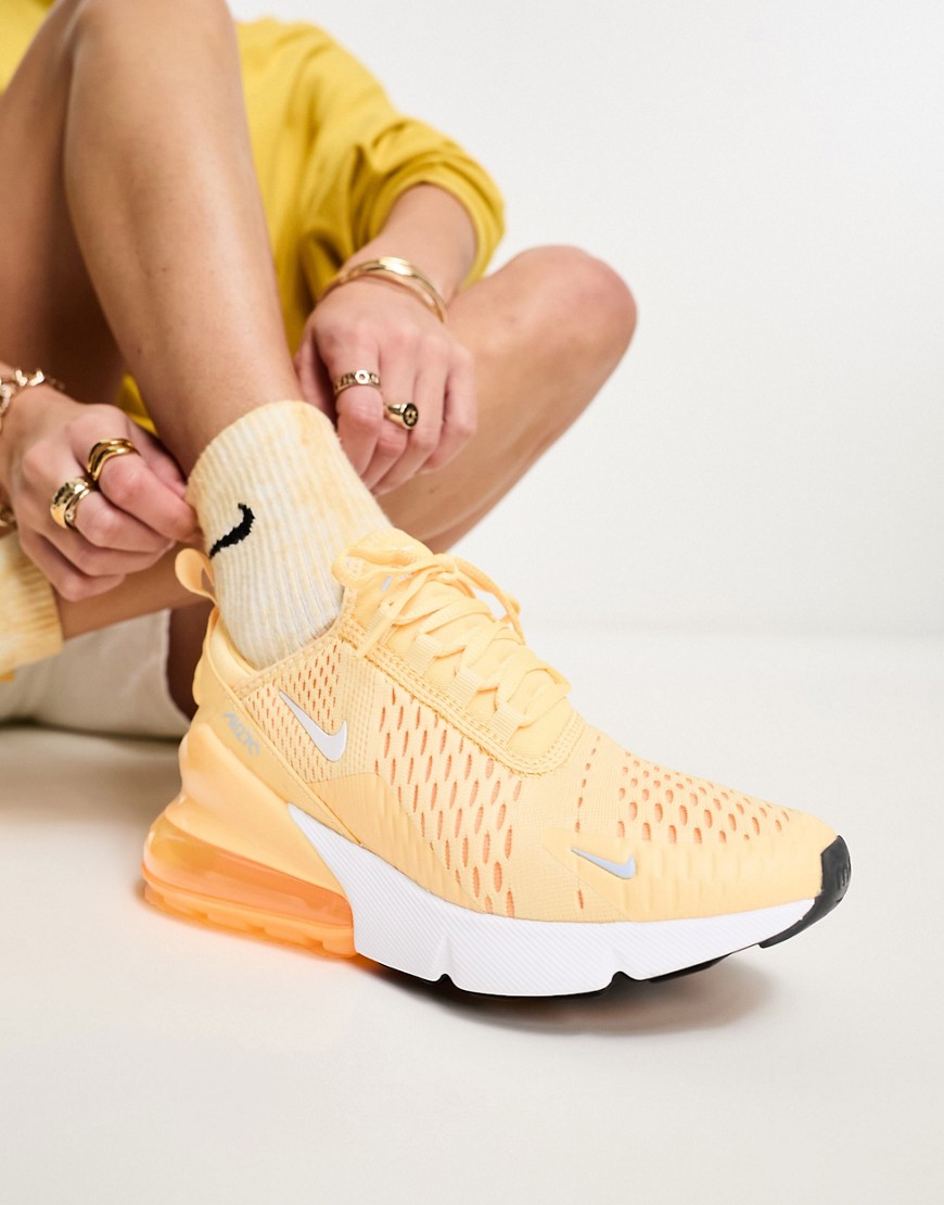 NIKE AIR MAX 270 SNEAKERS IN GOLD AND WHITE