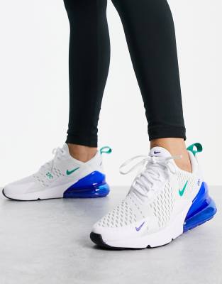 white and blue nike air 270