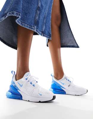 Shop Nike Air Max 270 Sneakers In White And Blue