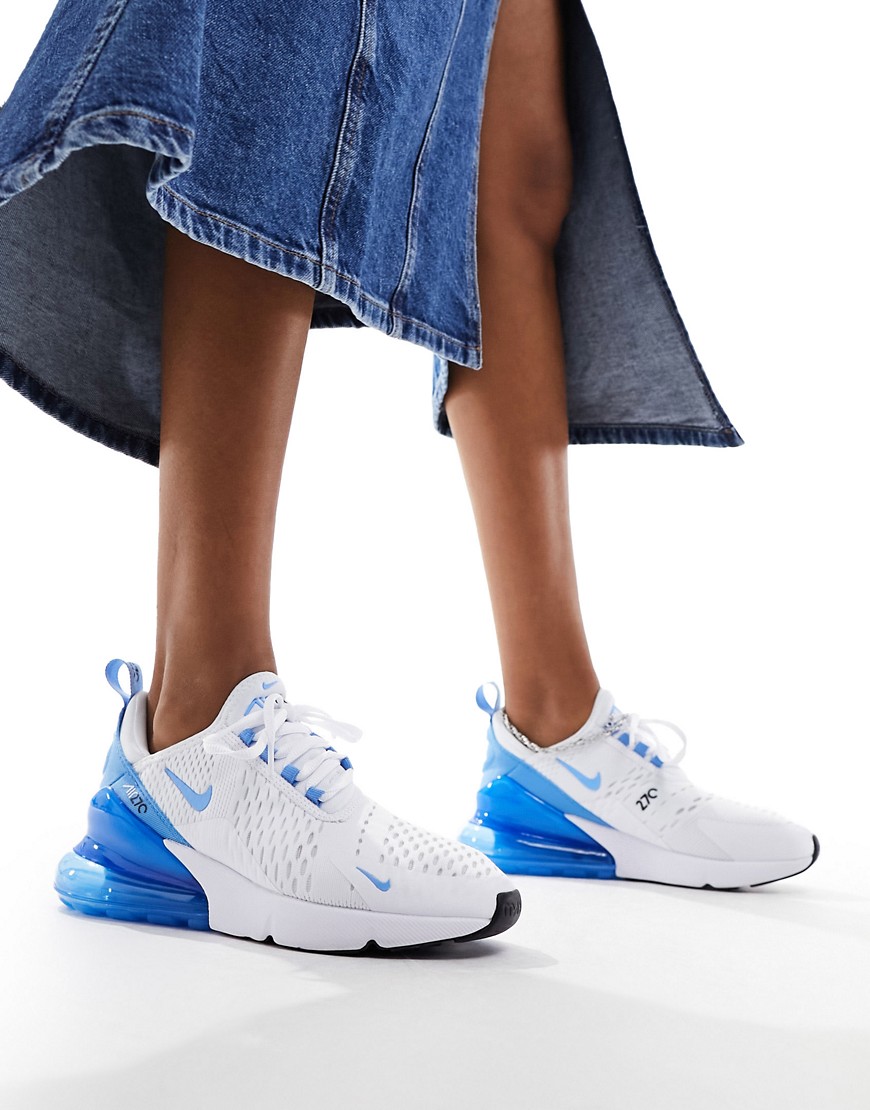 Shop Nike Air Max 270 Sneakers In White And Blue