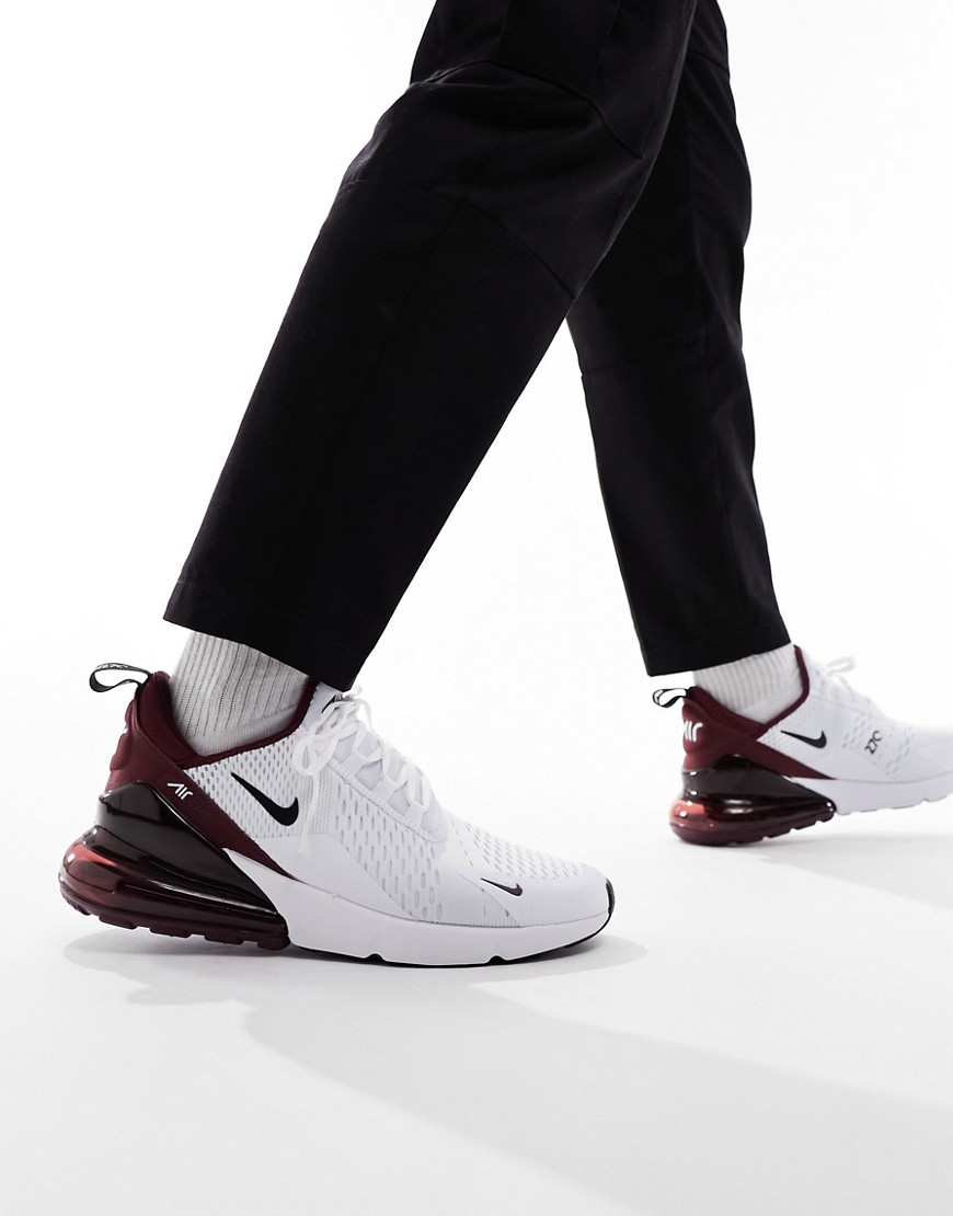 NIKE AIR MAX 270 SNEAKERS IN WHITE AND BURGUNDY