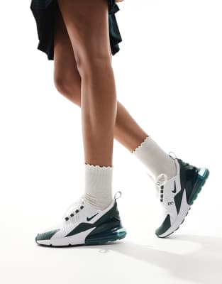 NIKE AIR MAX 270 SNEAKERS IN WHITE AND GREEN