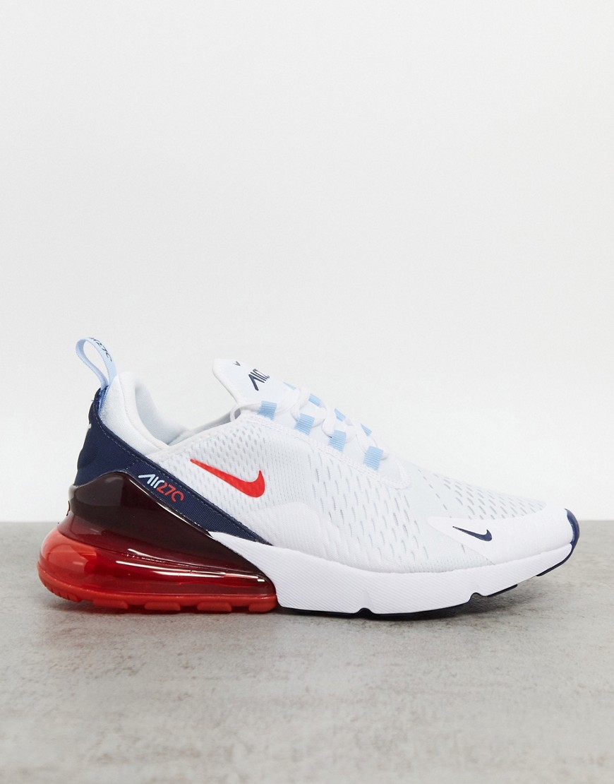 NIKE AIR MAX 270 SNEAKERS IN WHITE AND RED