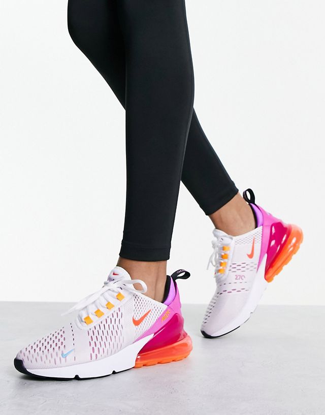 Nike Air Max 270 sneakers in white/fuchsia