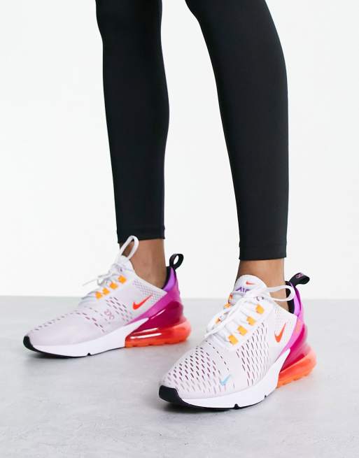 Nike Air Max 270 sneakers in white fuchsia ASOS