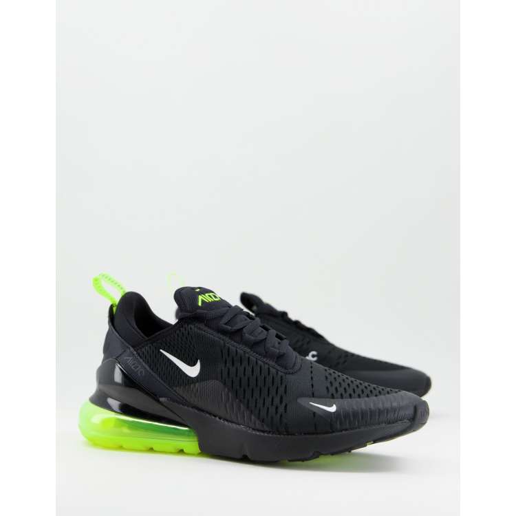 Nike Air Max 270 trainers in black and lime