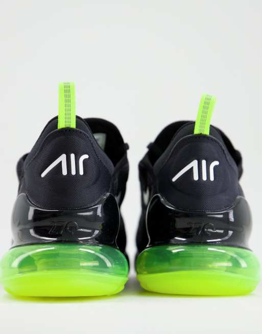 Nike Air Max 270 trainers in black and lime