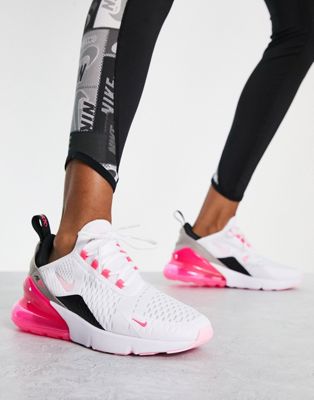 Nike Air Max 270 trainers in white and hyper pink | ASOS